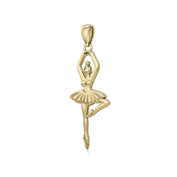 Ballerina Posing Solid Gold Pendant GPD5828 - Jewelry